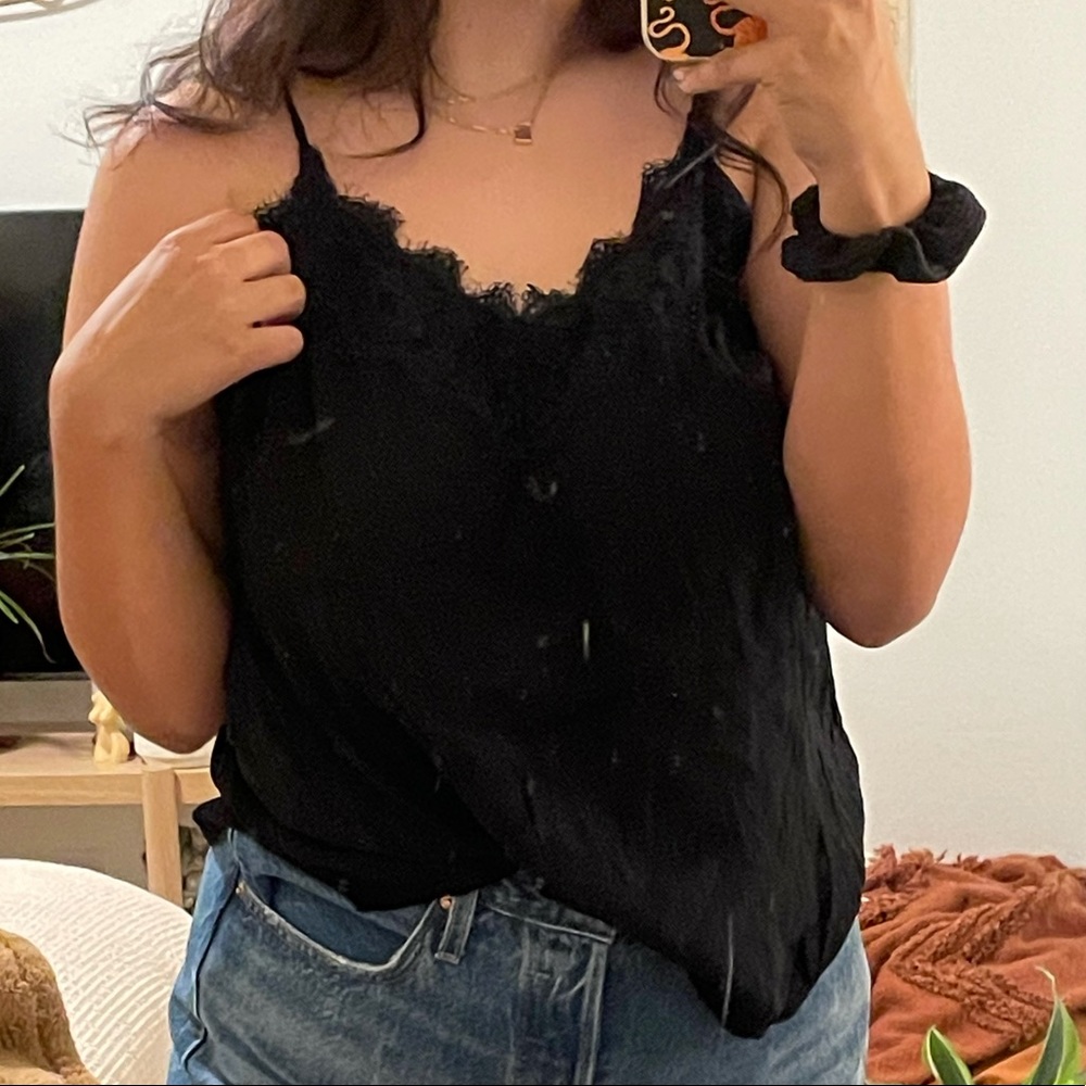 Black Satin Lace Cami